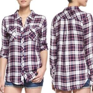 rails carmen plaid button front long sleeve flannel